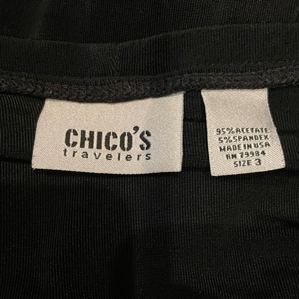 Travelers by Chico's Cardigan Black Long Duster Open Front Size 3 - 16 - Picture 4 of 4